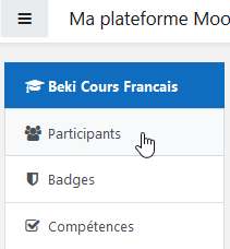 Menu haut gauche participants